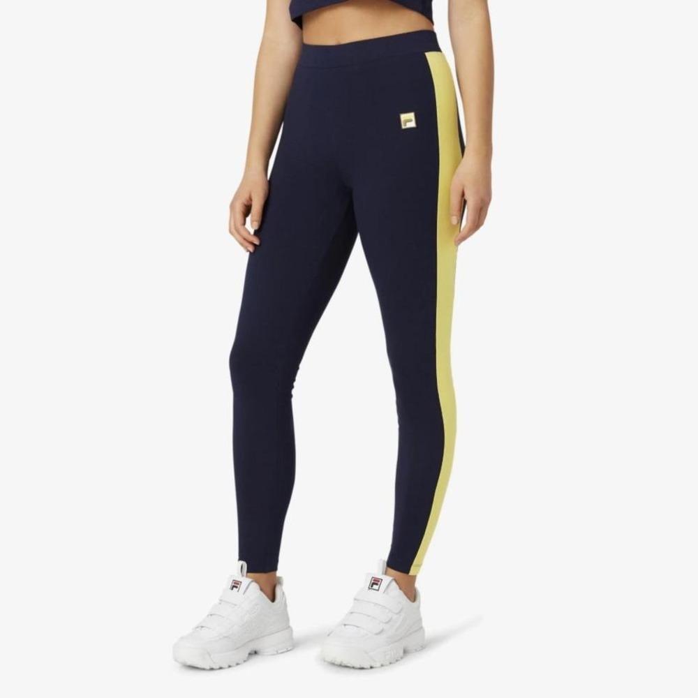 NWT Fila Riviera Striped Leggings Navy Athleisure